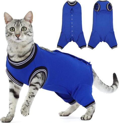 دعوى استرداد جراحة Cat T'Chaque للذكور ، والقطط الأليفة Pet Pajamas Args Hind Segs Long ، وأمراض الجلد الجرح في البطن ، والبديل اليولي ، و SPAY/SIDER Recovery ، و RoyalBlue-XL in Kuwait