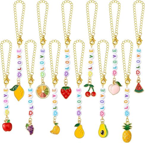 Stiesy 12 pcs سحر كوب المياه مجموعات سحر الفاكهة المينا مع حبات الاكريليك الحب القلادة اسم رسالة ماء زجاجة مقبض ديكور in Kuwait
