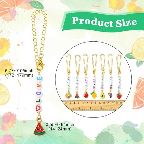 Stiesy 12 pcs سحر كوب المياه مجموعات سحر الفاكهة المينا مع حبات الاكريليك الحب القلادة اسم رسالة ماء زجاجة مقبض ديكور in Kuwait