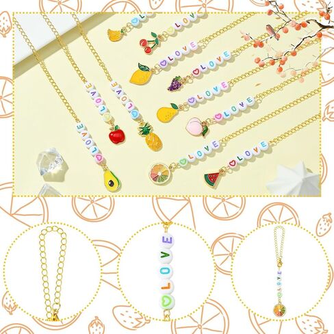 Stiesy 12 pcs سحر كوب المياه مجموعات سحر الفاكهة المينا مع حبات الاكريليك الحب القلادة اسم رسالة ماء زجاجة مقبض ديكور in Kuwait