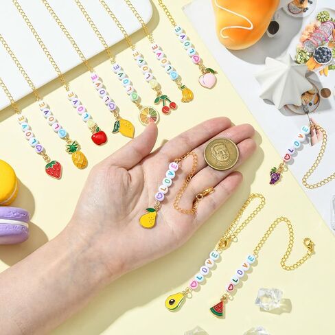 Stiesy 12 pcs سحر كوب المياه مجموعات سحر الفاكهة المينا مع حبات الاكريليك الحب القلادة اسم رسالة ماء زجاجة مقبض ديكور in Kuwait