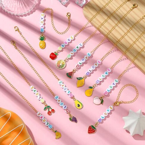 Stiesy 12 pcs سحر كوب المياه مجموعات سحر الفاكهة المينا مع حبات الاكريليك الحب القلادة اسم رسالة ماء زجاجة مقبض ديكور in Kuwait