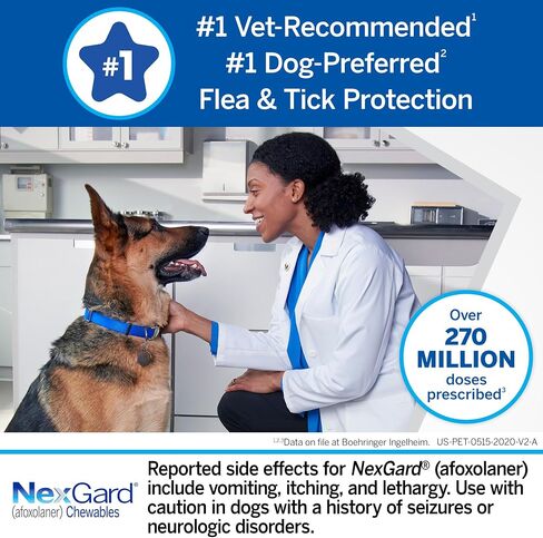 Nexgard® (afoxolaner) حماية البراغيث وحماية القراد للكلاب اللحم البقري الناعم الناعم ، من 24.1 إلى 60 رطلاً. (مربع أرجواني) 1 مضغ (إمداد 1 شهر) in Saudi Arabia