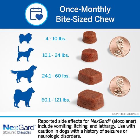 Nexgard® (afoxolaner) حماية البراغيث وحماية القراد للكلاب اللحم البقري الناعم الناعم ، من 24.1 إلى 60 رطلاً. (مربع أرجواني) 1 مضغ (إمداد 1 شهر) in Saudi Arabia