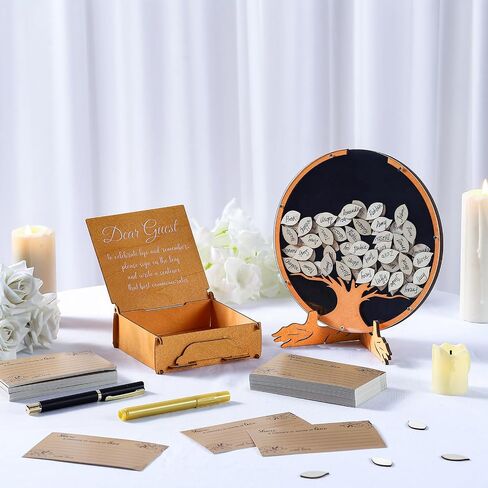 Wooden Funeral Guest Book Set for Memorial Service Celebration of Life Decorations Loving Memory Guestbook Included Share a Memory or Words of Love Cards Pen Table Sign(Tree of Life) in Saudi Arabia