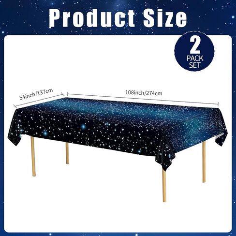 2Pcs Space Plastic Tablecloth 54x108 Inch, Space Party Decorations Table Cloth Disposable Galaxy Table Cover Rectangle for Star Birthday Supplies in Kuwait