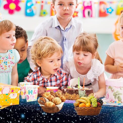 2Pcs Space Plastic Tablecloth 54x108 Inch, Space Party Decorations Table Cloth Disposable Galaxy Table Cover Rectangle for Star Birthday Supplies in Kuwait