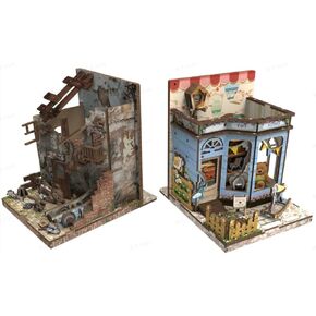 CUTEBEE Book Nook Kit DIY Miniature Dollhouse Bookend for Shelves 3D Wooden Puzzle Decorative Book Ends Miniature House Bookshelf Room Home Decor for Family, Friends 2 PCS (Love and Peace)