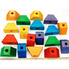 Trapeze Wooden Wood Blocks 18 Very Large Bird Parrot Parts Toy for Macaw Amazon