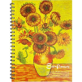 Art Journal, Sketch book, Blank Notebook, 130gsm, Thick Paper Sketchbook, A5, Hardcover Drawing Notebook, Blank Page Journal, Lay Flat, Unlined, Van Gogh Almond Blossom, Cute Sketchbook