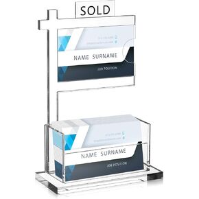 Chunful Real Estate Business Card Holder Gifts Acrylic Clear Real Estate Agent Supplies Business Card Display Holder Open House Supplies Holds 3. 5 x 2 Inch for House Agents(Classics)