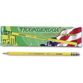 Ticonderoga 13885 Woodcase Pencil, F #2.5, Yellow, Dozen