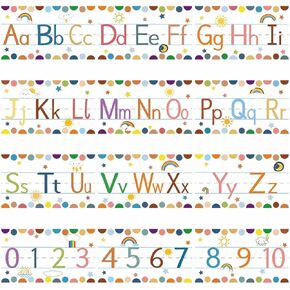 12PCS Alphabet Bulletin Board Strips Alphabet and Number Lines ABC Sean Animal Arted Abphabet Poster for Preschool Riviserten Bedroom Playroom Playroom Class Class Decoration in Kuwait