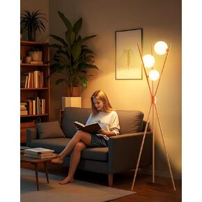 Lightdot Tripod Floor Lamp Stepless Dimmable Globe Modern Floor Lamp Gold Standing Lamps with 3PCS 3000K G9 Bulbs Stable Base Mid Century Modern Floor Lamps for Living Room
