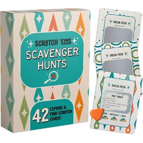 Scratch 'Ems Scavenger Hunts | 42 Scratch Off Adventure Cards - Outdoor Scavenger Hunt for Kids & Families | All Season, Reusable Scratch-Off Cards for Screen-Free Fun, Nature Activity & Camping