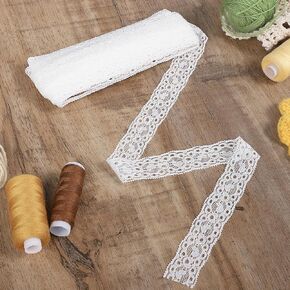 1" Wide x 10 Yards White Lace Trim Ribbon Vintange Floral Decorating Ribbon for Garment Sewing Handcrafts Gift Wrapping