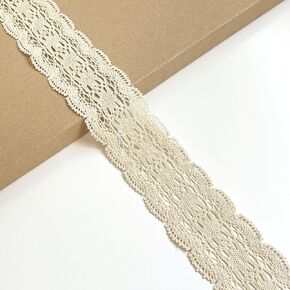 Cotton Natural Beige Cluny Lace Trim Scalloped, 2" Width, 3 Yards/Pack, Includes Spool