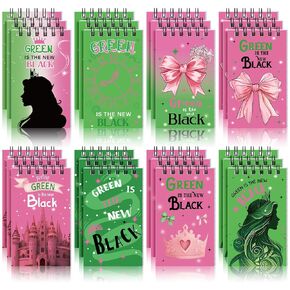 Saypacck 24 Pack Witch and Princess Theme Mini Spiral Notebooks 3 x 5 Inch, 50 Pages Each, Pink and Green Spiral Notepad Goodie Bag Stuffers Princess for Witch Theme Birthday Party Favors Supplies