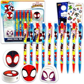10 Count Spidey and His Amazing Friends Mechanical Pencils for Classroom Set - School Supplies Bundle with 10 Pencils, 4 Erasers, Plus Stickers, More | Spidey and Friends School Supplies for Kids