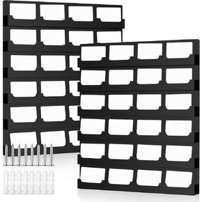 Suzile 2 Pcs 48 Business Card Holder Wall Mount 24 pockets each Business Card Display Wall with Hanging Hardware Acrylic Business Multiple Sticker Display for Office Home, 17.7'' x 15.7'', Black