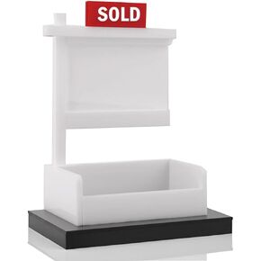 Real Estate Business Card Holder, Display Sold Sign for Realtor, Stand Business Card Organizer Real Estate Agent Gifts Supplies for Office Reception(White)