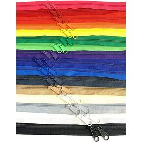 30" Inches Double Slide Zippers - YKK #4.5 Coil with Closed Bottom Two Head to Head Long Zipper Pulls. - Assorted Colors - Choose Quantity - Made in The United States (18)