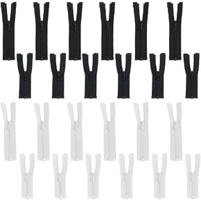 FINGERINSPIRE 24 Pcs Super Tiny Zippers for Sewing Mini Clothes (3.34/4.13inch) Black and White 4 Styles Mini Zippers Alloy with Nylon for Small Clothes Purse and Miniature Garments DIY Craft