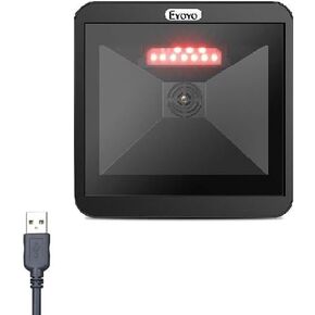 Eyoyo 1D 2D QR Barcode Scanner, Hands-Free Desktop Automatic Barcode Reader Big Scan Window to Read PDF417, Driver's License, Passport for Supermarket Library Retail Store