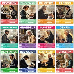 12Pcs Musician Posters for Classroom Music Artist Posters Musical Educational Poster Bulletin Board Decorations Teacher Supplies Must Haves for Elementary Middle High School Wall Art Decor 14 x 11 In