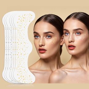 MEICOLY 4th of July Glitter freckles,USA Face Glitter Star Stickers Temporary Freckles Tattoos,Fourth of July Red White Blue Accessories,8 Face Glitter Freckles +13 Temporary Tattoos