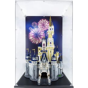 Acrylic Display Case Compatible for Lego The Disney Castle #71040, Dustproof Display Case, for Old Disney Castle Only (Case Only) (Lego Sets are NOT Included) (Painted Background)