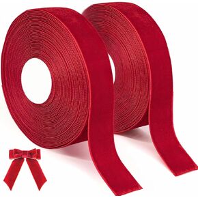 حزمة 2 | 1 بوصة شريط مخملي أحمر | 20 ياردة | شريط زخرفي أنيق لحفلات الزفاف ، عيد الميلاد ، عيد الحب ، الحرف ، غلاف الهدايا والمزيد | الشريط الوردي الفاخر للمناسبات الخاصة in Kuwait
