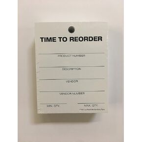 TTR213 Time to Reorder Tags (100 Pack) Inventory Tags 2 3/4" x 3 1/2".