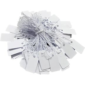 300 Pcs 1x0.51 Inches White Jewelry Price Tags with Elastic String Attached Retail Paper Gift and Sale Hang Tag Handwritten Price Display Lables for Pricing Clothes Necklace & Merchandise