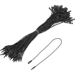 MECCANIXITY Cotton Hang Tag String Snap Lock Pins Loop Price Tag Fastener Plastic Tags Ties Black 9.8 Inch Pack of 100