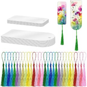 30PCS Acrylic Bookmark Blanks with Tassels, DIY Bookmark Making Kit Bulk Bookmarks for Kids Adults, Plastic Plain Transparent Clear Blank Book Marks to Decorate for Crafts Scrapbooking Gift Tags