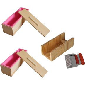 2 PCS Silicone Soap Molds Making Kit 40.58 OZ Rectangular Soap Molds with Lid and with Stainless Steel Wavy & Straight Cutter for Homemade Craft Soap Making Supplies