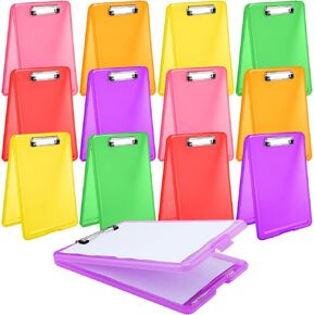 Teling 12 Pack Clipboard with Storage Bulk A4 Plastic Translucent Storage Clipboards Nursing Letter Foldable Clip Board with Low Profile Clip for School, Office for Student Teacher Nurse