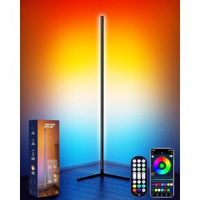 RGB Floor Lamp,Smart LED Corner Lamp with APP Control&Music Sync,Modern Mood Lighting Standing Floor Lamp with 16 Million DIY Colors Changing for Bedroom Living Room and Game Room