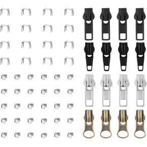 12 Pieces Zipper Slider Repair Kits Zipper Repair Kit Black Bronze and Silver Zippers-Replacement Slider for Jackets, Coats, Boot, Backpack, Hoodie, Metal
