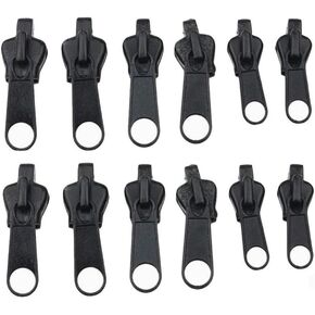 12 Pcs Black Zipper Repair Kit Fix Zip Replacement Zip Slider Teeth Zipper for Tailor Sewing Craft Bulk to Fashion Sewing Notions and Supplies Fasteners Zippers