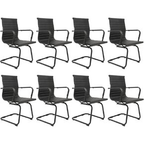 Okeysen Conference Room Chairs Set of 6, 6 Pack Modern Office Guest Chairs for Waiting Room, Reception Chairs with Mid Back & Sled Base, Leather Office Desk Chair No Wheels.