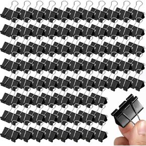 Lemecima 200 Pcs Medium Binder Clips Paper Clips Office Supplies Paper Clamps for Teachers Students School Office Business Paperwork Supplies (Black, 1.25 Inch)