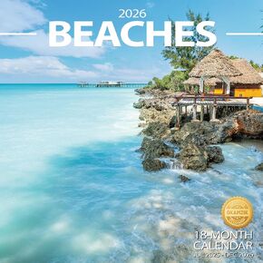 Wall Calendar 2025-2026 Planner Calendar - BEACHES Hangable Monthly Wall Calendar with Large Blocks for Organizing & Planning, Academic Schedule, Home, Office & family, Thick & Sturdy Paper (12"x24" Open)