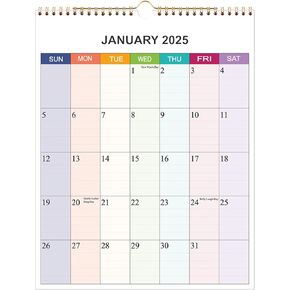 2025 Calendar - Wall Calendar 2025 Monthly Planner from January 2025 to December 2025, 12 Months Calendar with 140 Gsm Premium Paper, Twin-Wire Binding, 11.5"×14.5", Vertical, Colorful