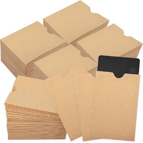 Klmnop 500 Pack Hotel Key Card Envelopes Holder, Credit Card Sleeves 2.4 x 3.5 Inch Blank Gift Card Envelopes Sleeves, Business Card Protector for Debit Card ID Card Keys Gift Card(Brown)