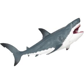 Megalodon Shark Figurine Prehistoric Movable Mouth Large Shark Toys Deep Sea Creature Ocean Animal Model for Kids Bath Toy Cake Topper
