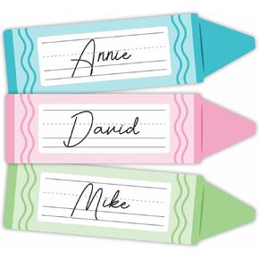 Self-Adhesive Student Name Tags -Colorful Pencils Shapes Name Plate Stickers for Teens -45 Pcs Multipurpose Name Label Favors Decorations & Supplies for Classroom Desks Bulletin Boards School -A05