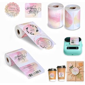 for M110 Printer Thermal Labels, 2 Rolls 1.96’’(50MM) Label Refill for Phomemo Printers M110 M150 M200 M220 M221, 140 Labels/Roll for Organize, DIY Barcode Logo Jar Tags, Gradient Pink