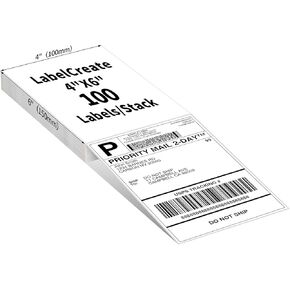 Fanfold 4 x 6 Direct Thermal Shipping Labels with Perforations, White 100 Labels, Permanent Adhesive, Mailing Label for Thermal Printer